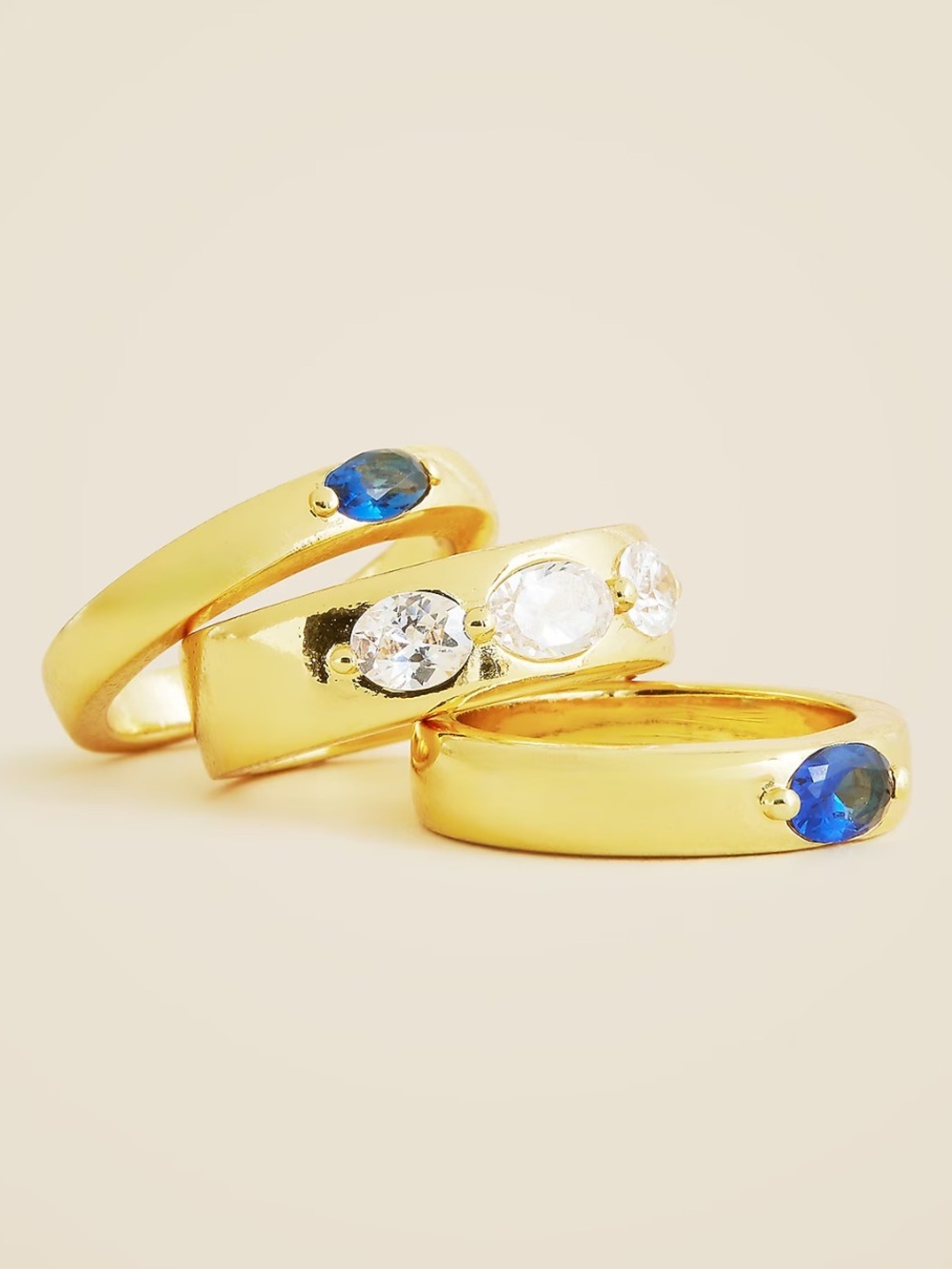 J crew size 6 Crystal rings set-of-three